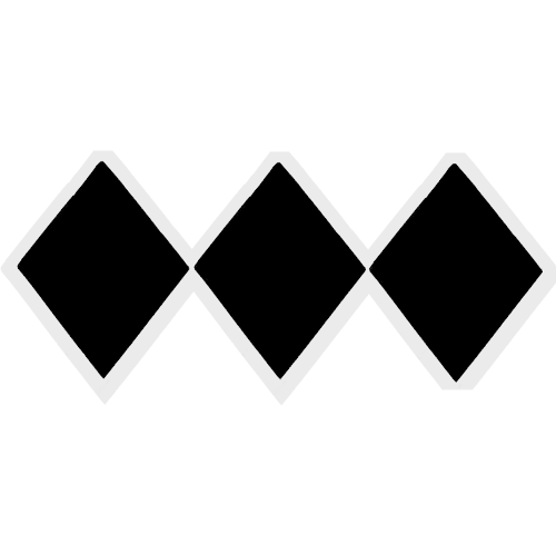 triple black diamonds next to each other with a white outline